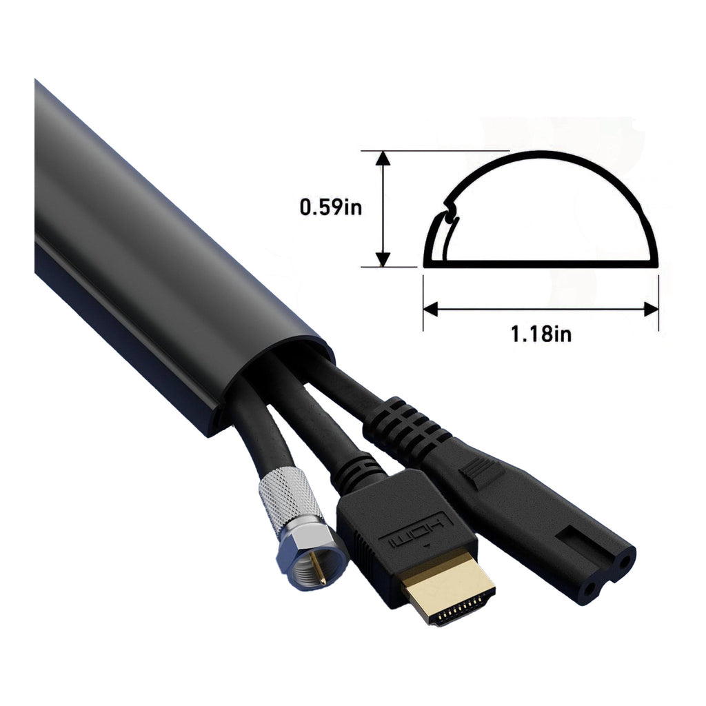 D-Line US/D23015B 6ft Self-Adhesive Half Round Mini Cable Raceway - Black