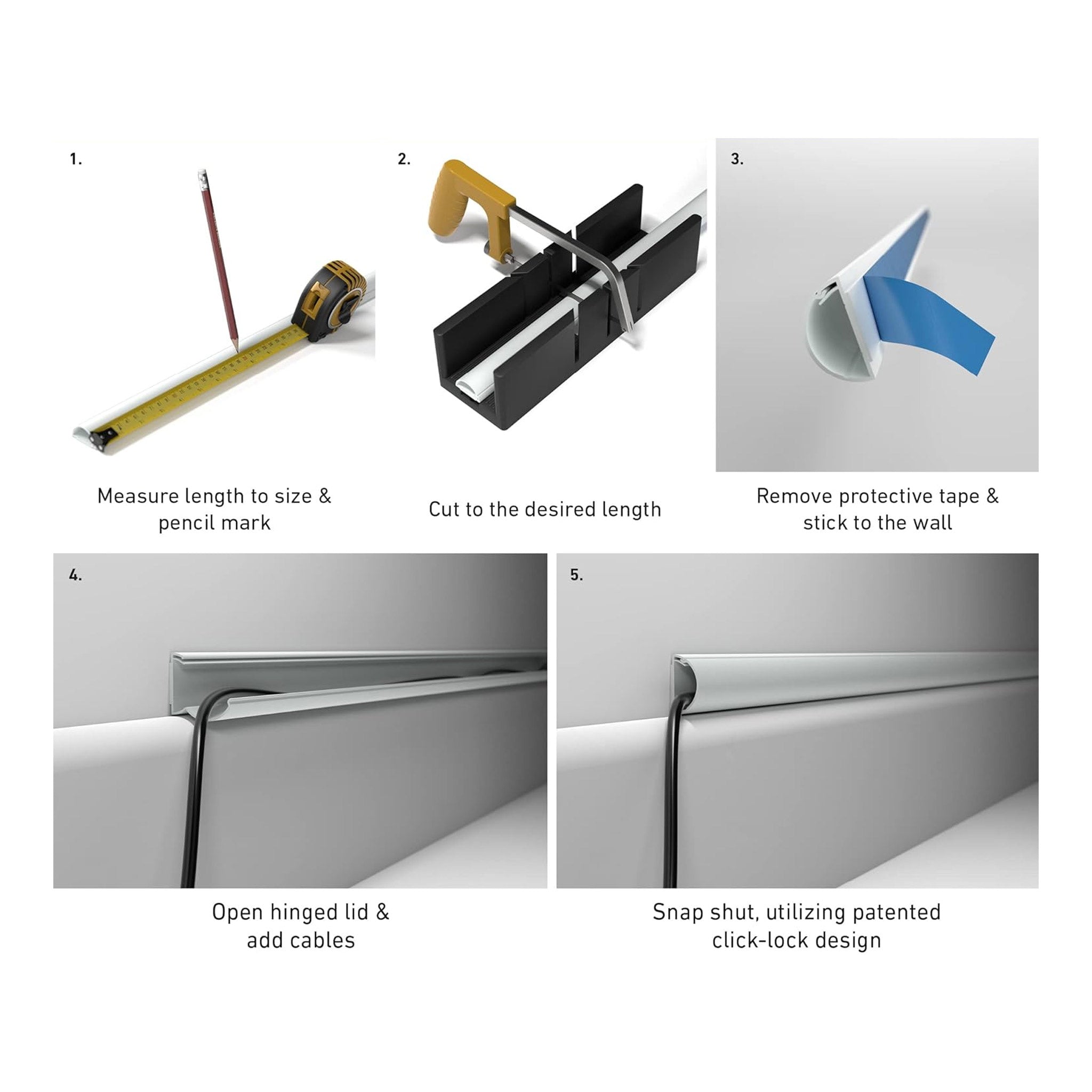 D-Line US/D23015W 6.56ft Half Round Mini Cable Raceway - White