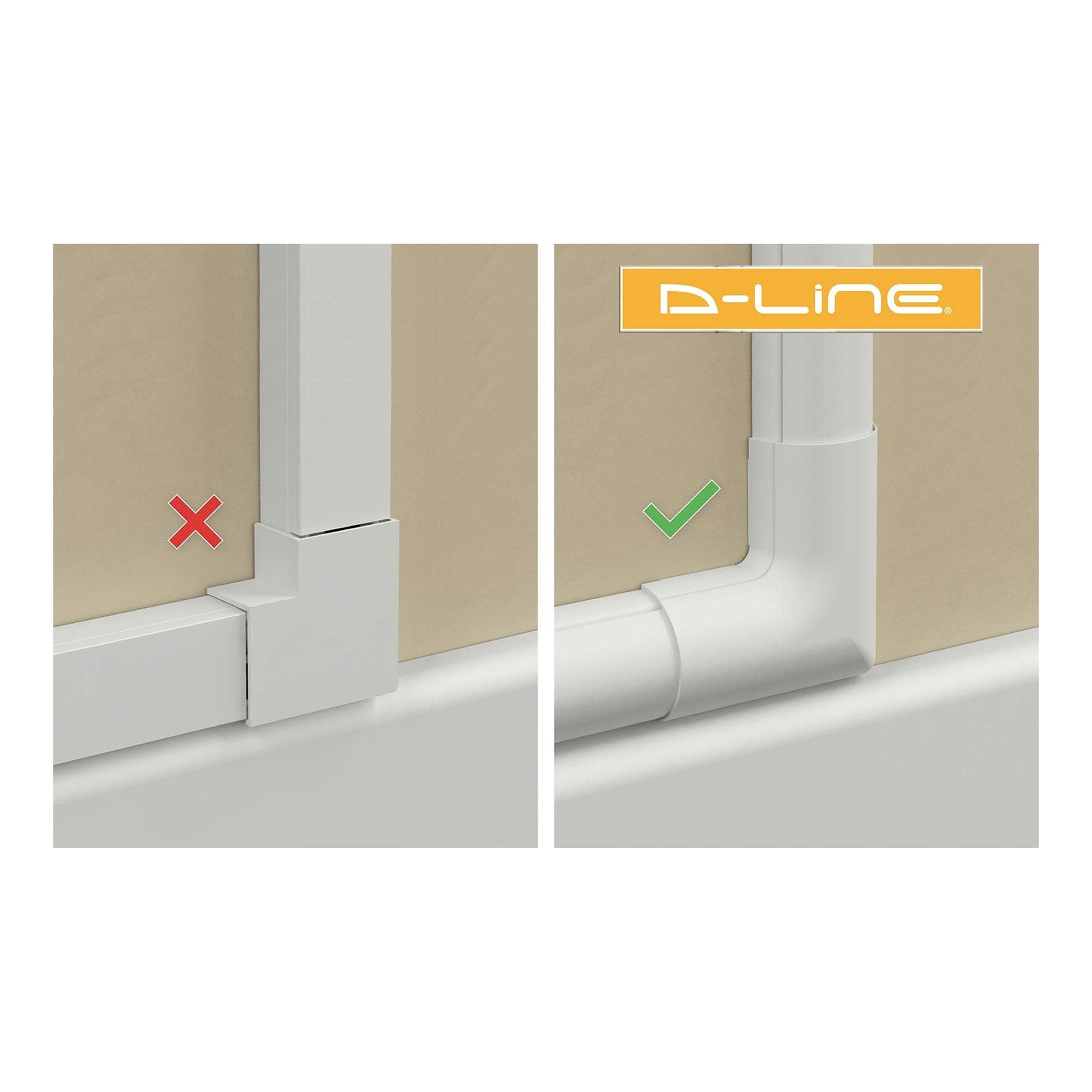 D-Line US/FLEB3015W-2PK 2-Pack 90° External Bend Mini Cable Raceway Accessory - White