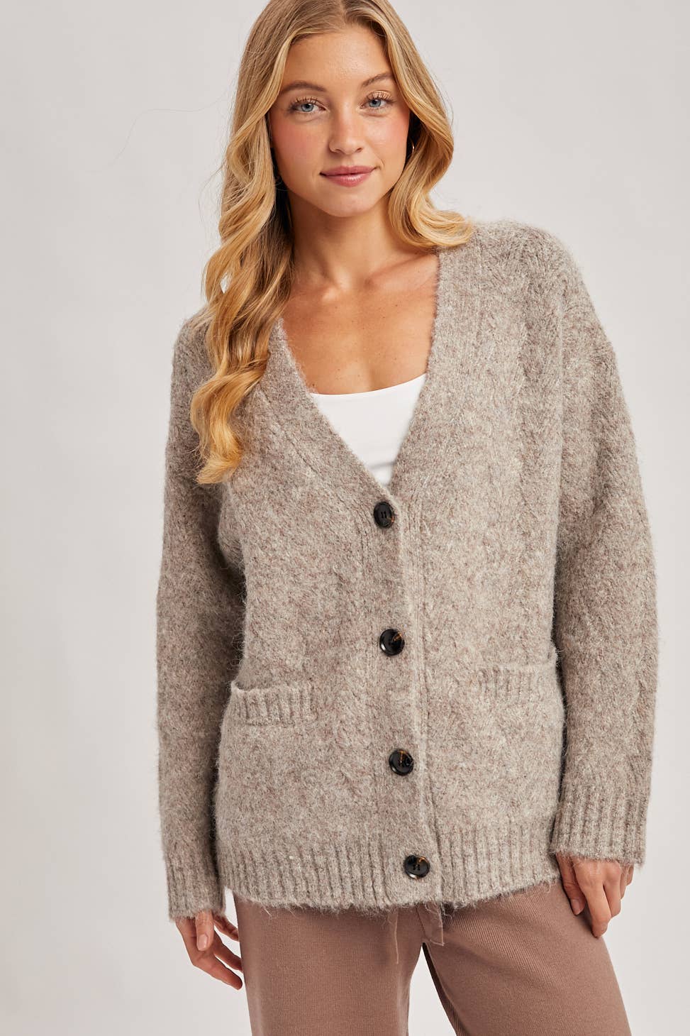 Fuzzy Heathered Knit Cardigan