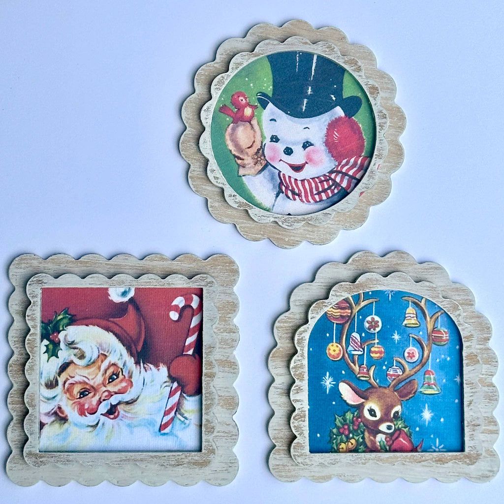 Vintage Style Retro Christmas Magnet