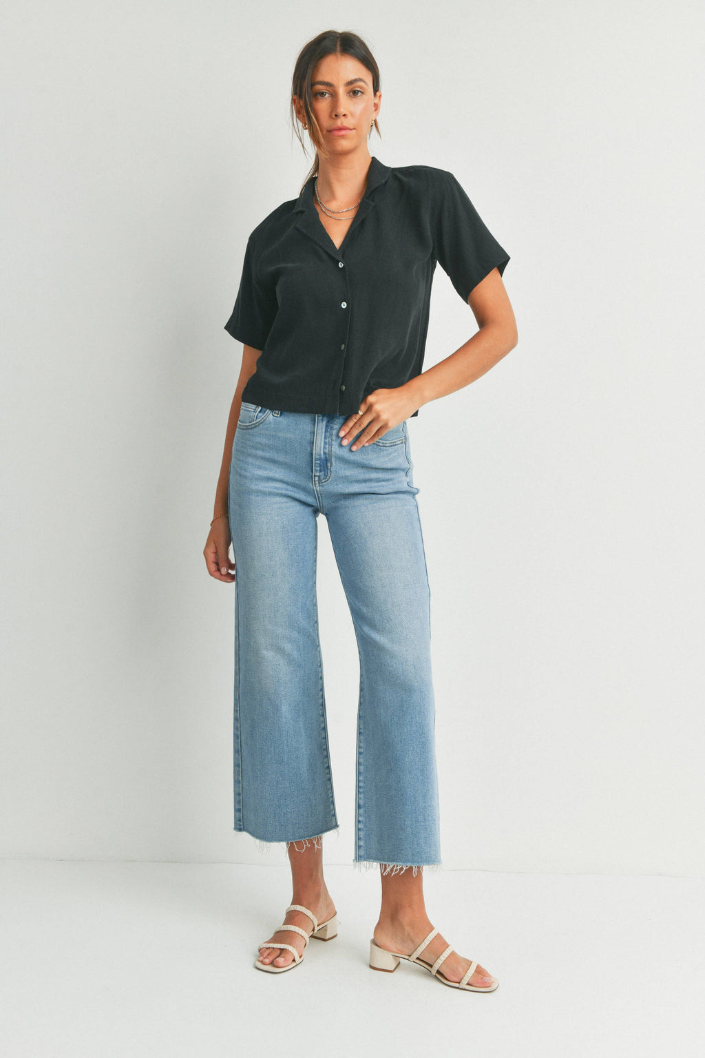 Slim Wide Leg Medium Wash Jean
