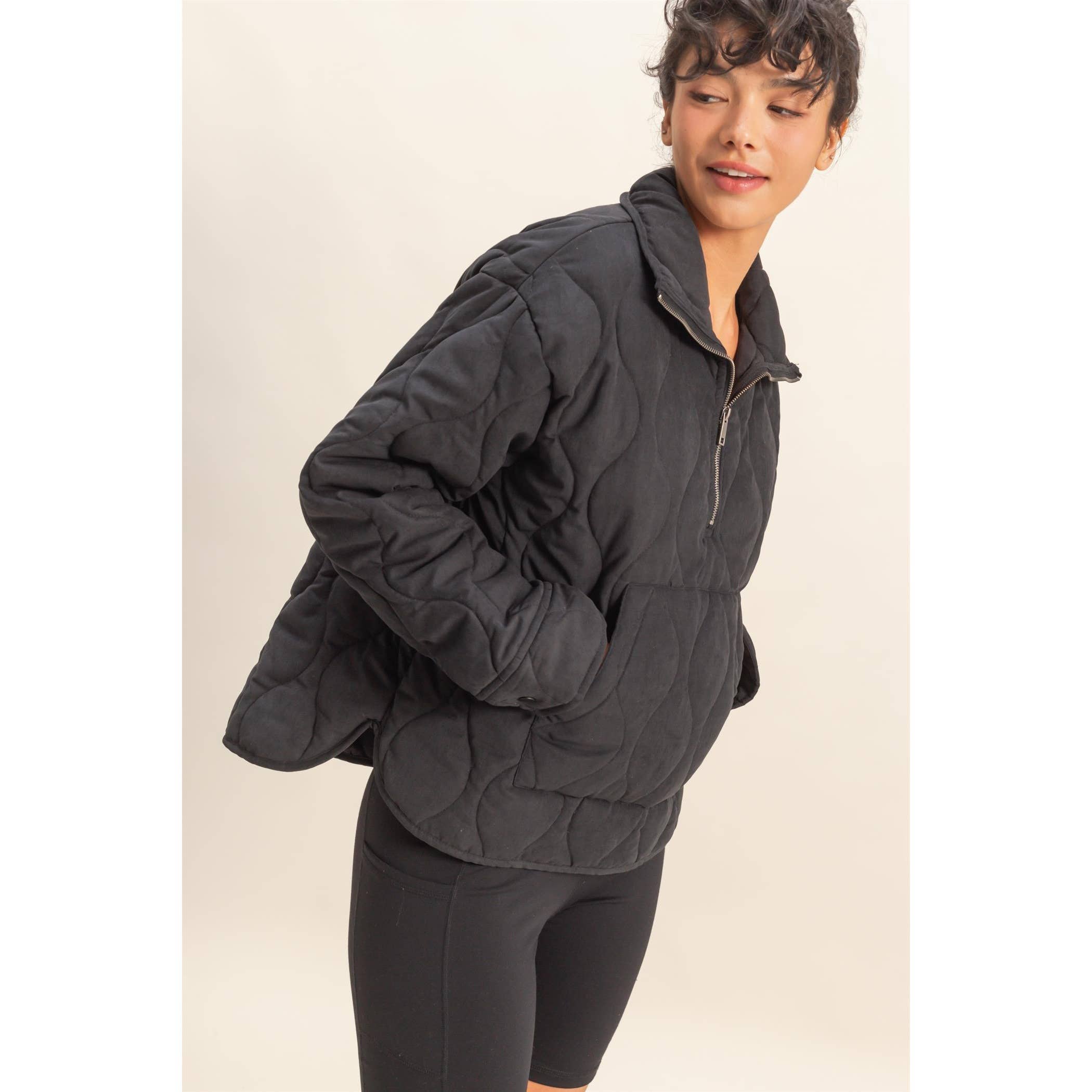 Quilted Half Zip High Neck Jacket