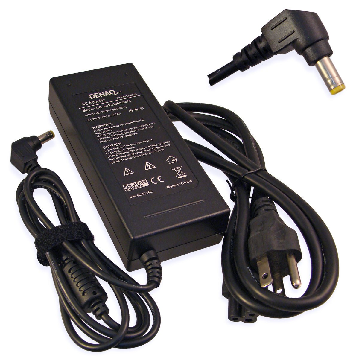 DENAQ DQ-ADT01008-5525 19V 4.74A 5.5mm-2.5mm AC Adapter for ACER Aspire, ACCELNOTE, TravelMate & FERRARI Series Laptops