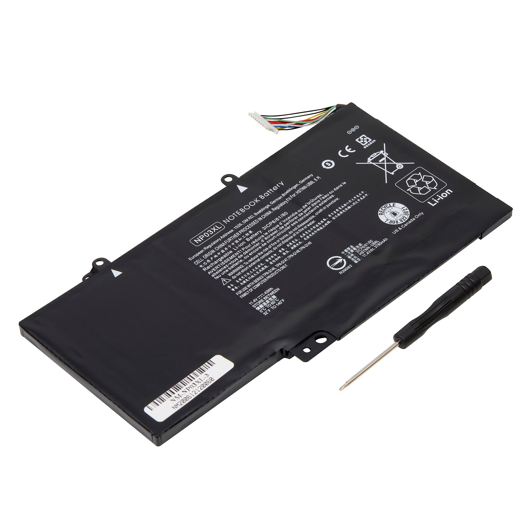 DENAQ NM-NP03XL 11.4 volt 3800 mAh Lithium Ion battery fits the HP HSTNN-LB6L Laptop