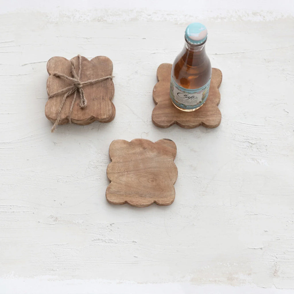 Mango Wood Scalloped Coasters
