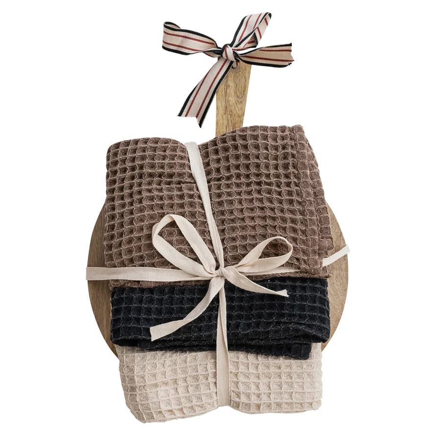 Waffle Weave Tea Towels with Serving Board