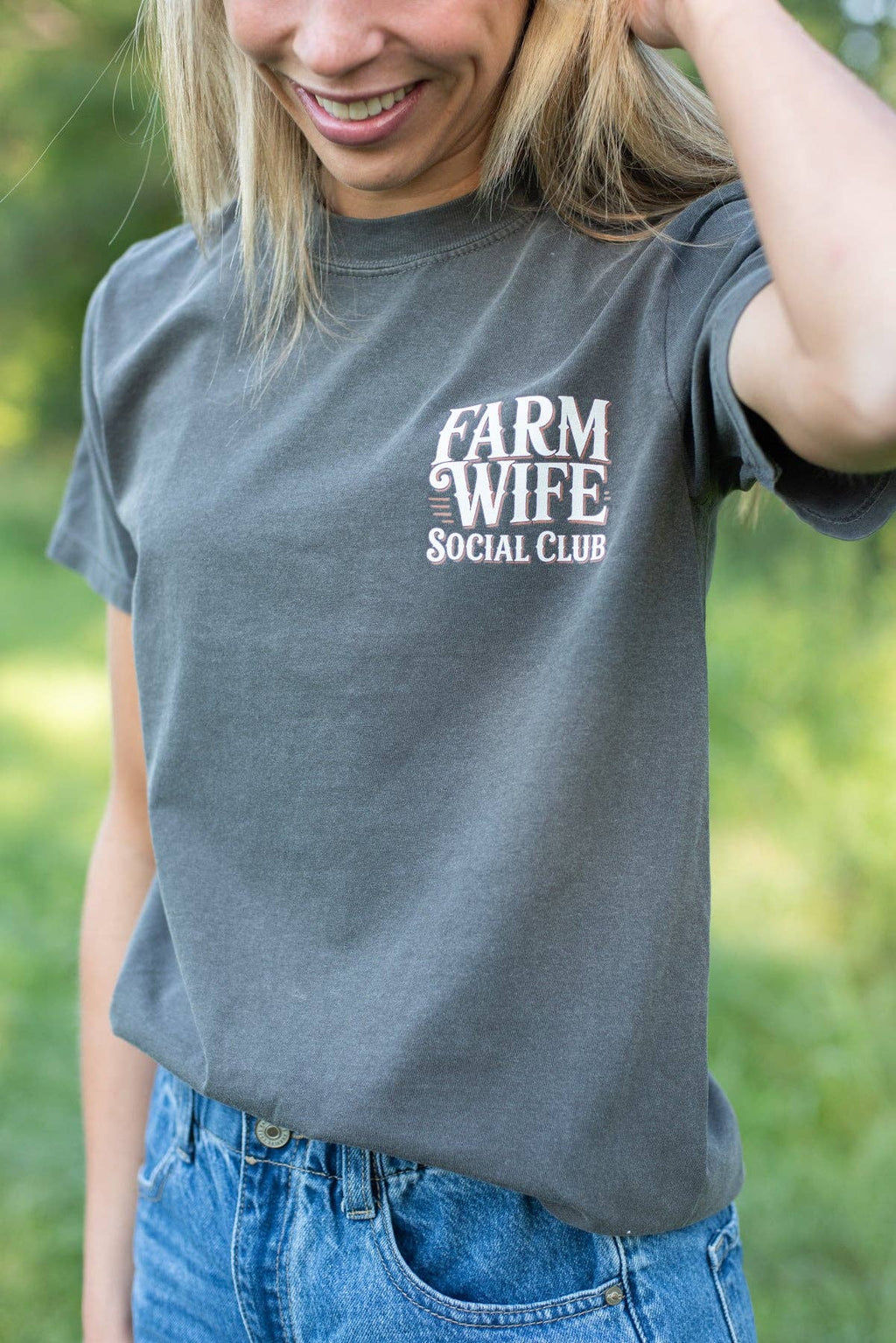 Western 'Farm Wife Social Club' Charcoal Graphic Women's Tee