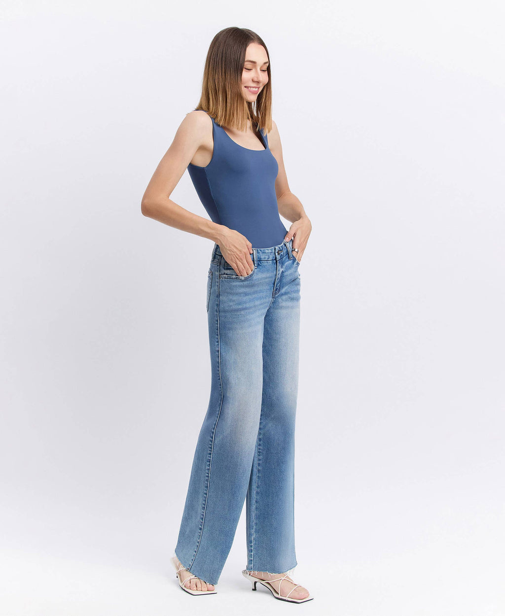 Olivia Raw Hem Wide Jeans