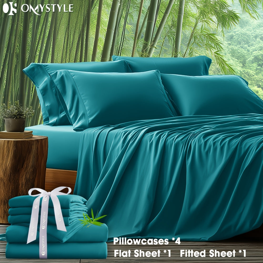 6-Piece Luxury Bamboo Lyocell Blend Sheet Set - Ultra Soft, Breathable, Deep Pocket