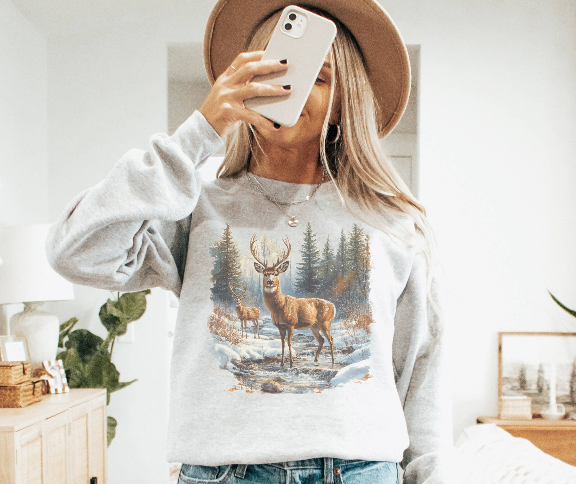 Vintage Deer Wilderness Crew Neck Sweatshirt