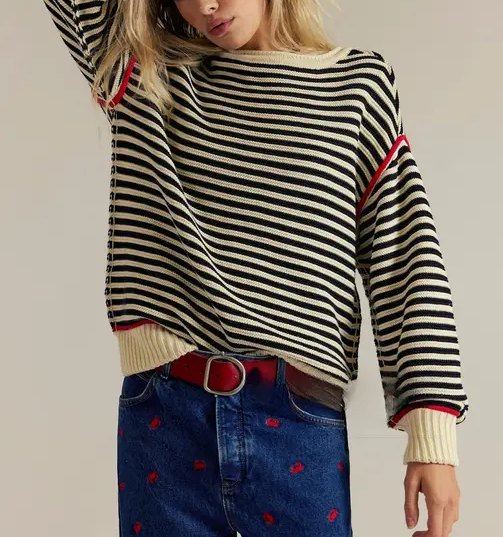 Striped Crewneck Knit Sweater