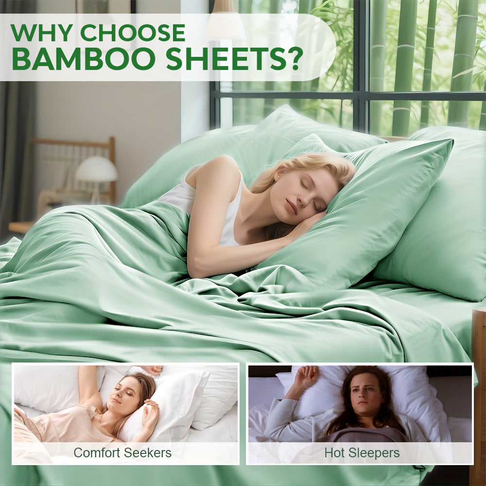 6-Piece Luxury Bamboo Lyocell Blend Sheet Set - Ultra Soft, Breathable, Deep Pocket