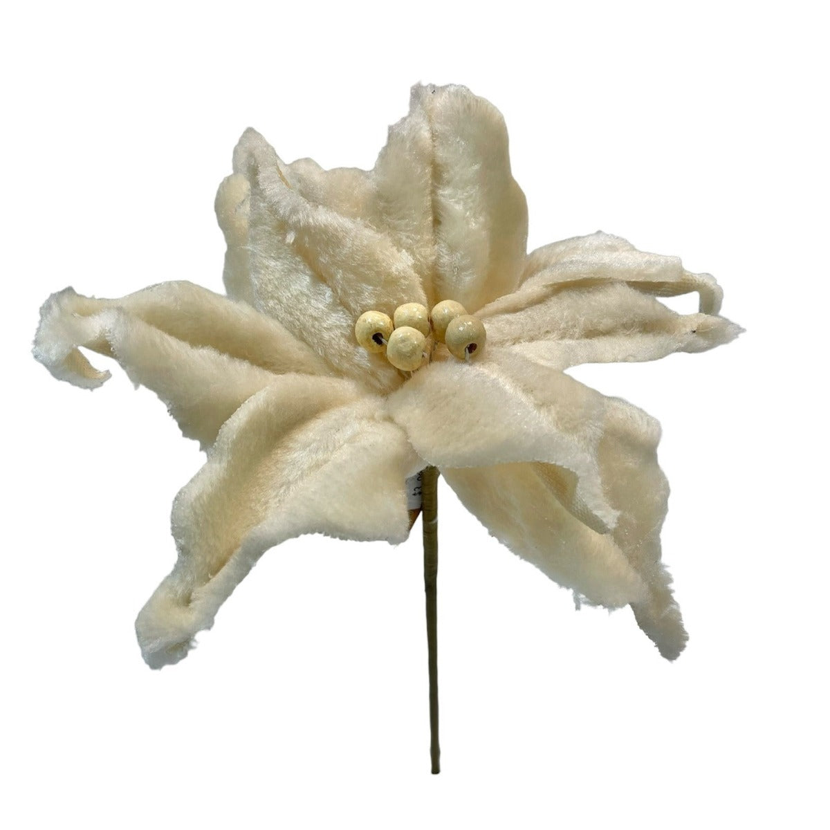 6 Cream Felt Poinsettia Stems