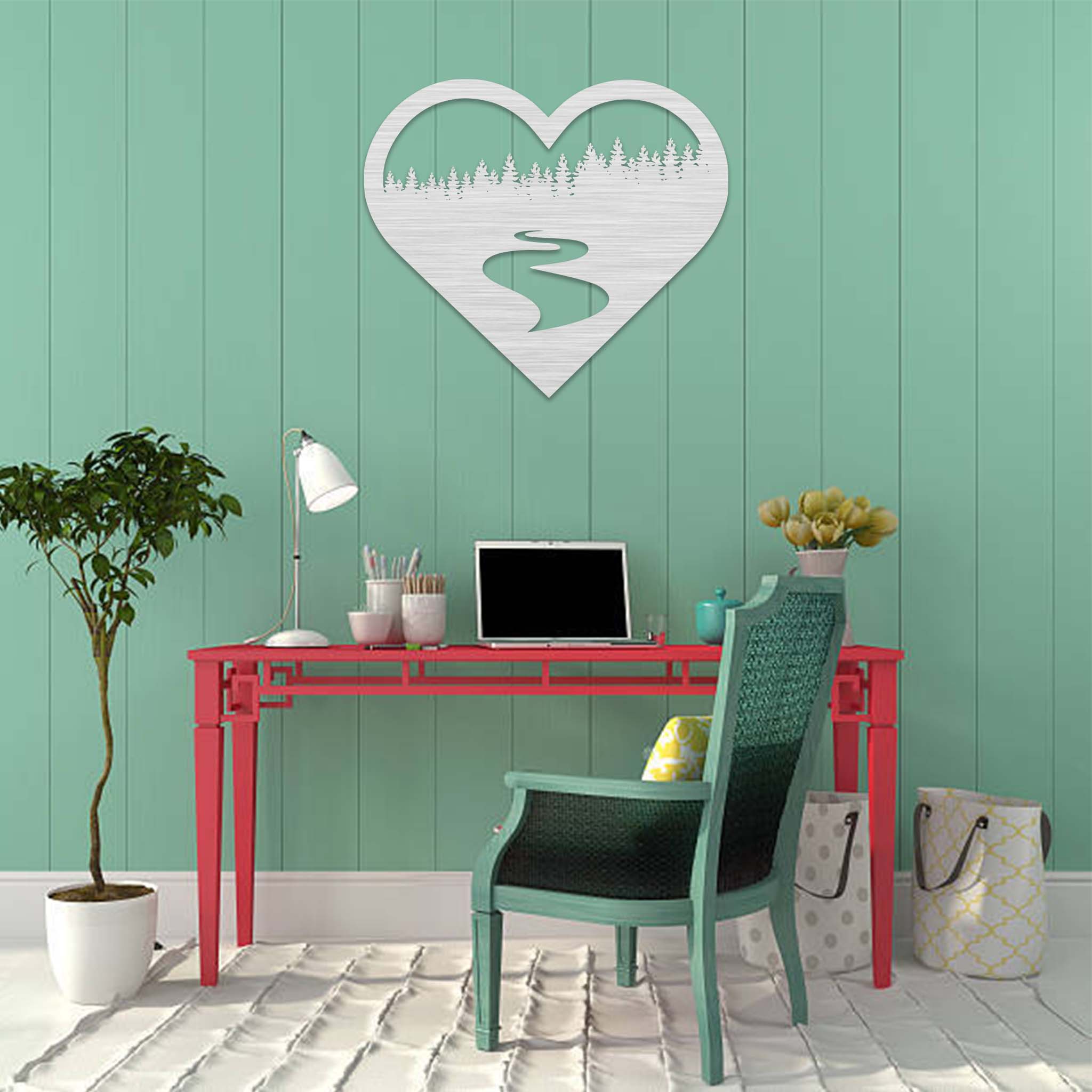 Forest River Heart - Metal Wall Art