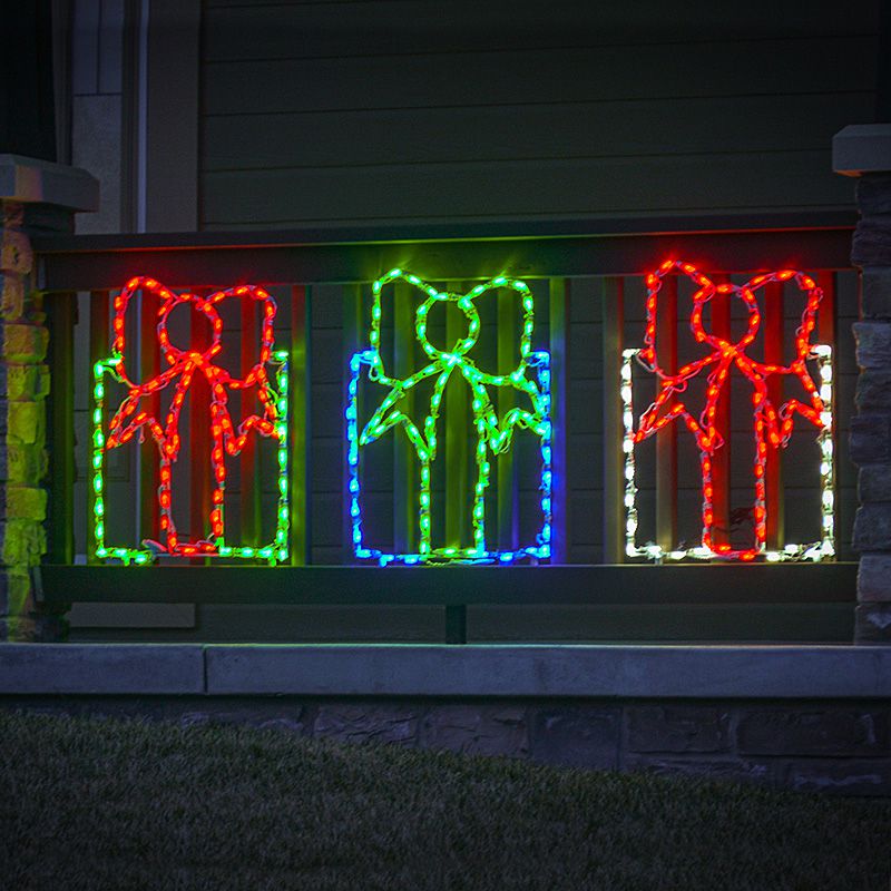 LED Gift Box - White with Red Bow