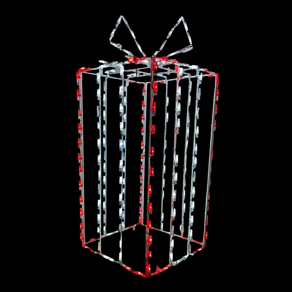 3D Gift Box 37", Red with White Bow - Twinkle