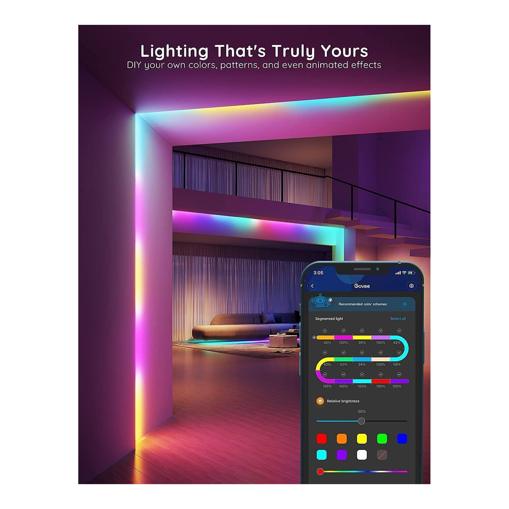 Govee H617A1D1 16.4ft Indoor RGBIC Smart LED Strip Lights