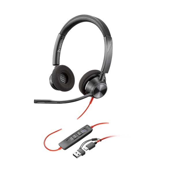 HP Poly Blackwire 3320 Stereo Microsoft Teams Certified USB-C Headset +USB-C/A Adapter (8X220AA)