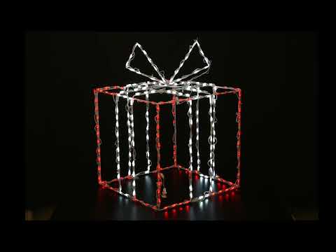 3D Gift Box Large, Red with White Bow - Twinkle
