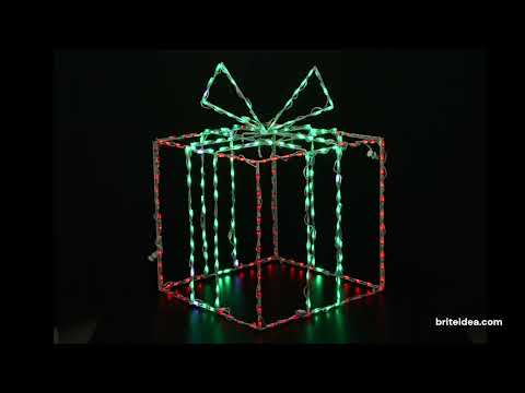 3D Gift Box large, Red with Green Bow - Twinkle