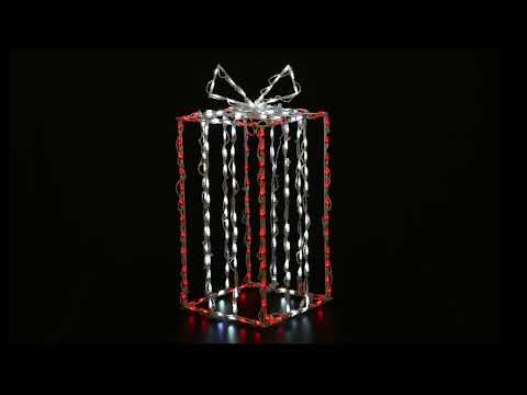 3D Gift Box 37", Red with White Bow - Twinkle