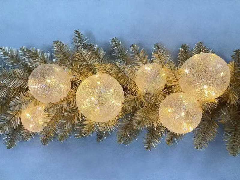 Warm White Icy Crystal Ball S/12  3"  4" & 5"  AC Powered