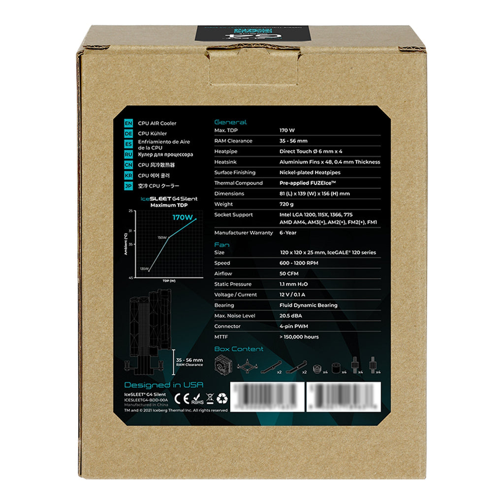 Iceberg Thermal ICESLEETG4-BDD-00A IceSLEET G4 Silent Performance CPU Cooler