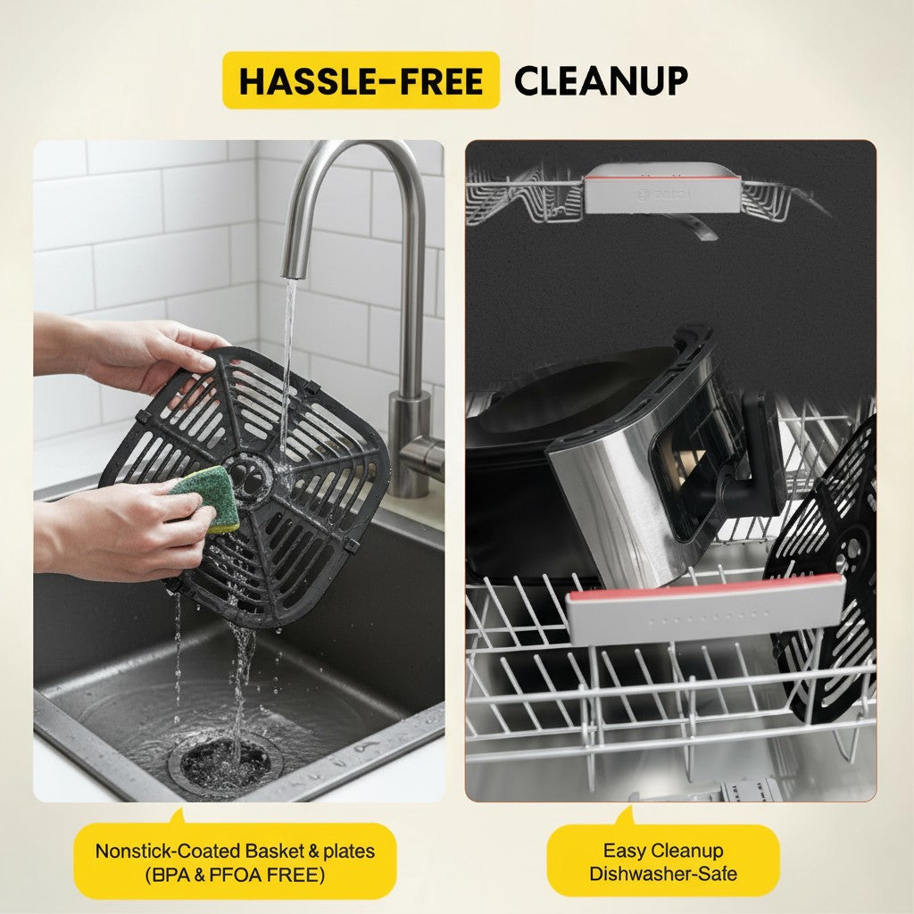 6.5QT Digital Air Fryer with Window & Touch Screen – Stainless Steel