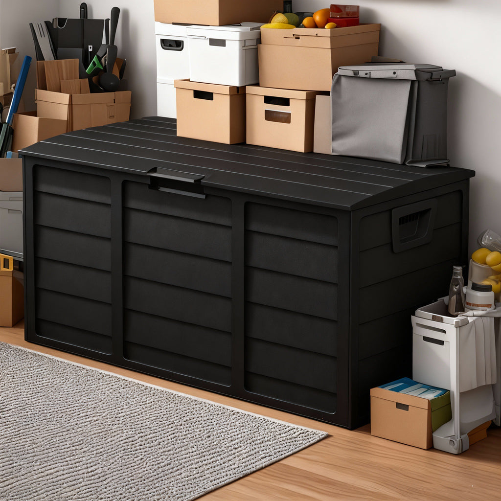 75 Gallon Heavy-Duty Outdoor Deck Box – Waterproof Patio Storage Box with Hinged Lid, Lockable & Easy Assembly