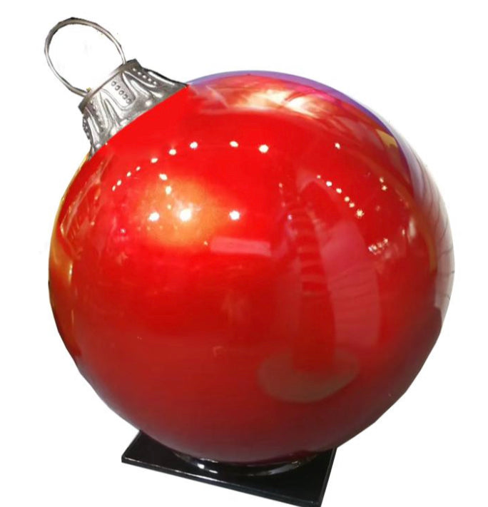 72" Fiberglass Ornament - Red with Silver Cap