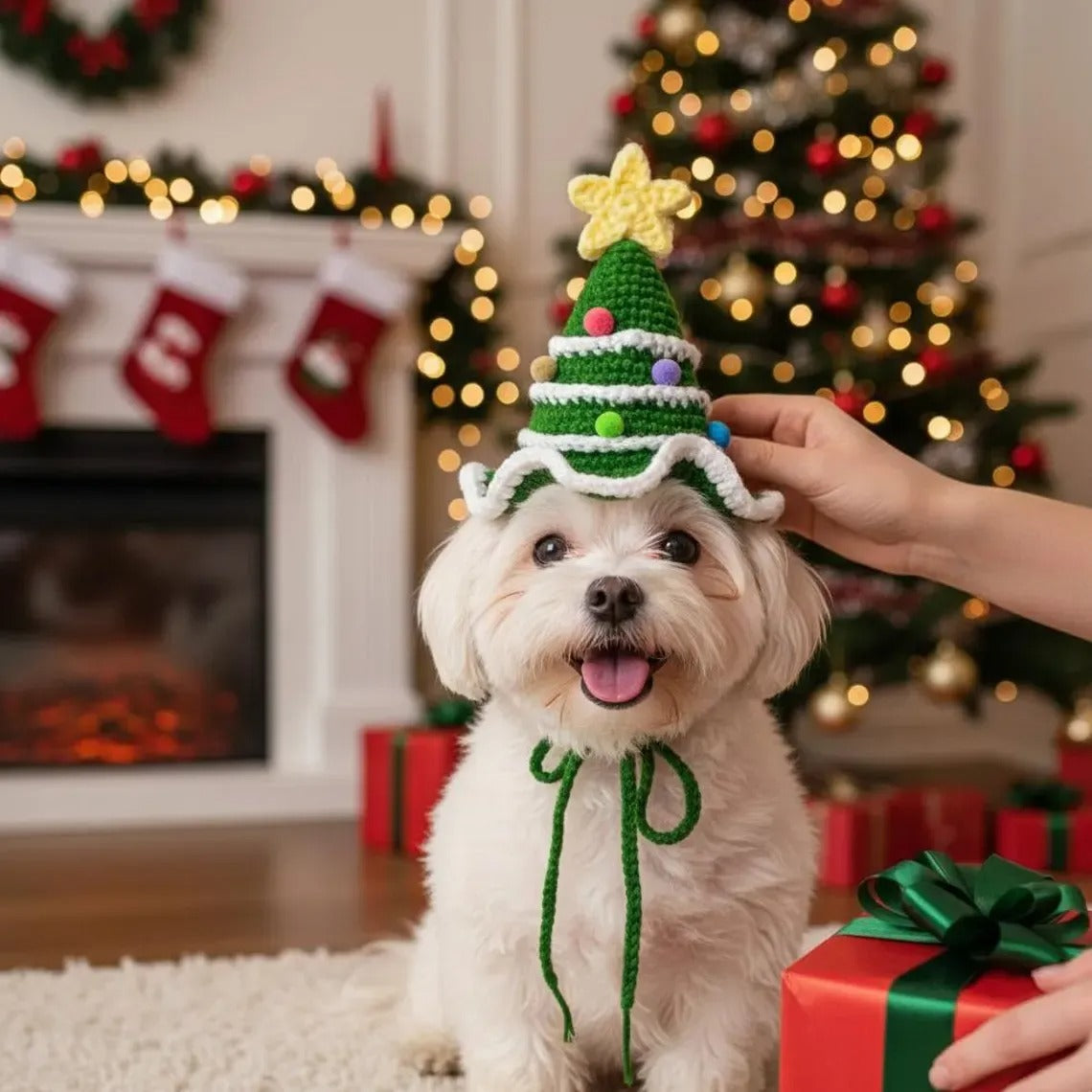 Hand-Crocheted Christmas Pet Hat