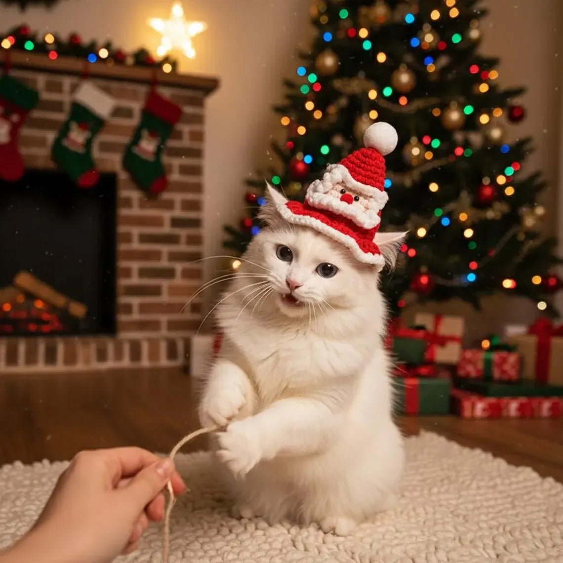 Hand-Crocheted Christmas Pet Hat