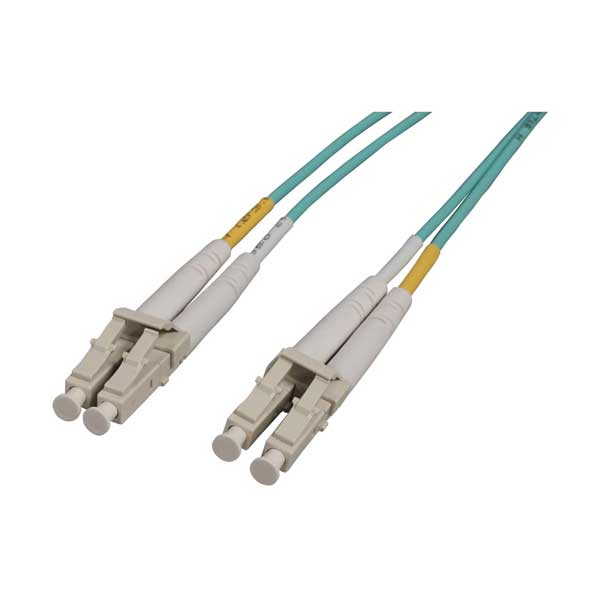 Intellinet 1m 2.0mm Duplex OFNR OM3 Multimode LC to LC UPC Fiber Optic Patch Cable - Aqua (751834)