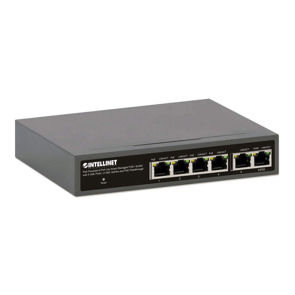 Intellinet 562034 6-Port PoE+ Lite Smart Managed Gigabit Switch with 4GbE Ports/2GbE Uplinks