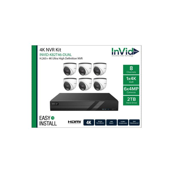 InVid Tech INVID-K82T64-DUAL 2TB 8-Channel NVR Kit with 4x 4MP Turret Cameras