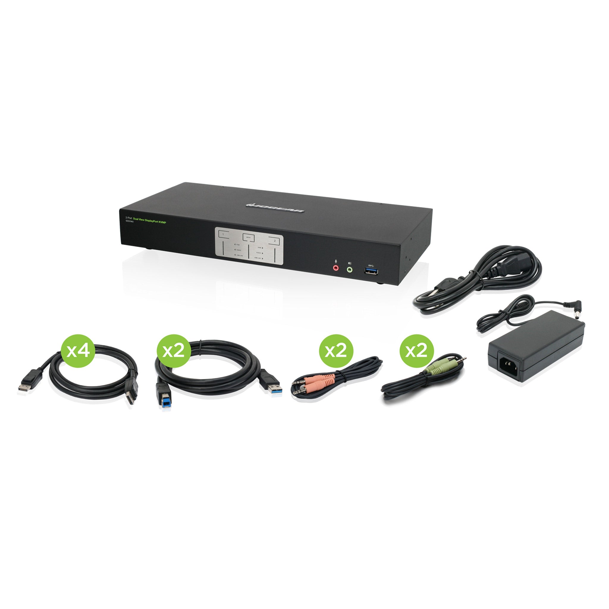 IOGEAR GCS1942 2-Port 4K Dual View DisplayPort KVMP with USB 3.0 Hub and Audio