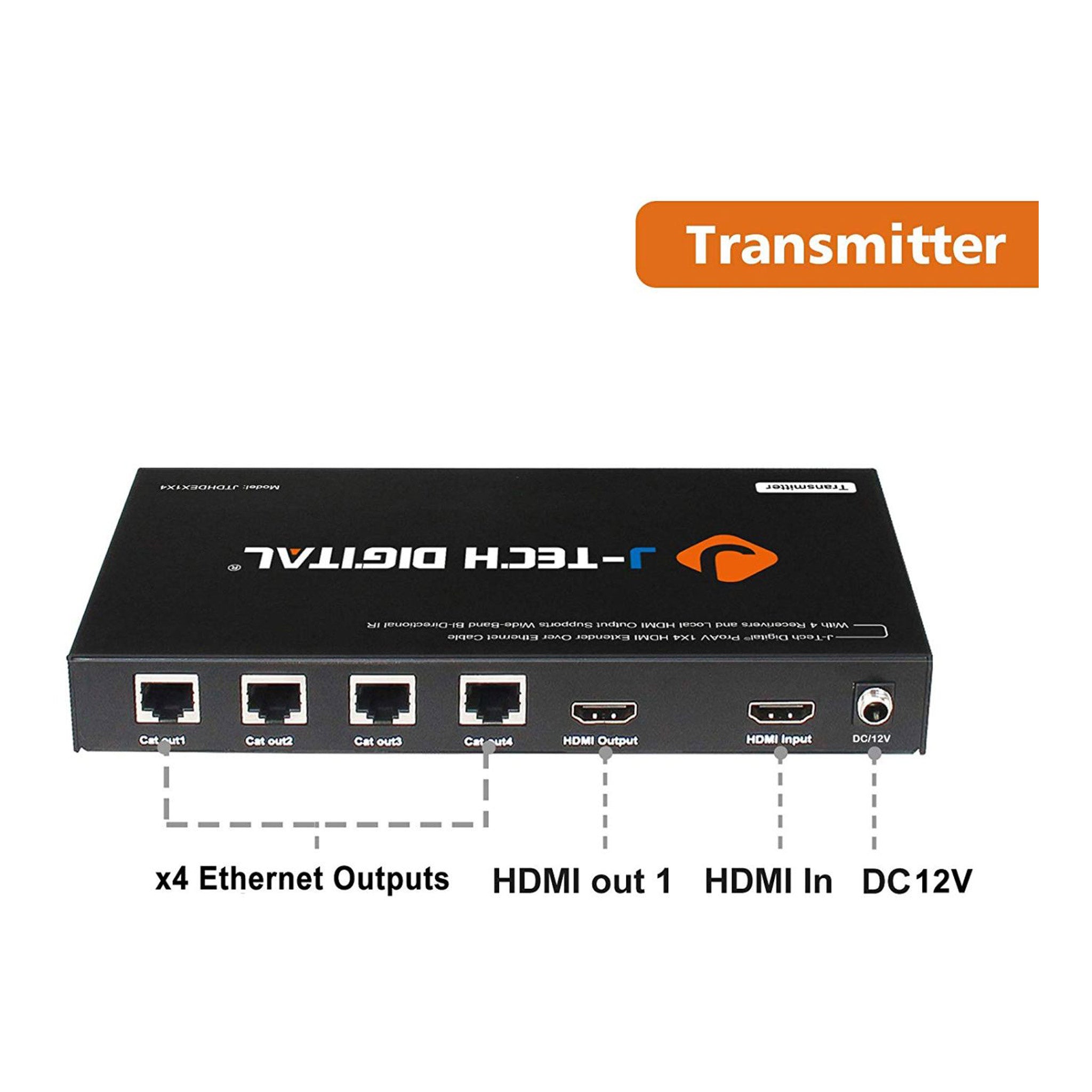 J-Tech Digital JTDHDEX1x4 HDMI 1x4 Extender 1080p 164ft with 4 Receivers