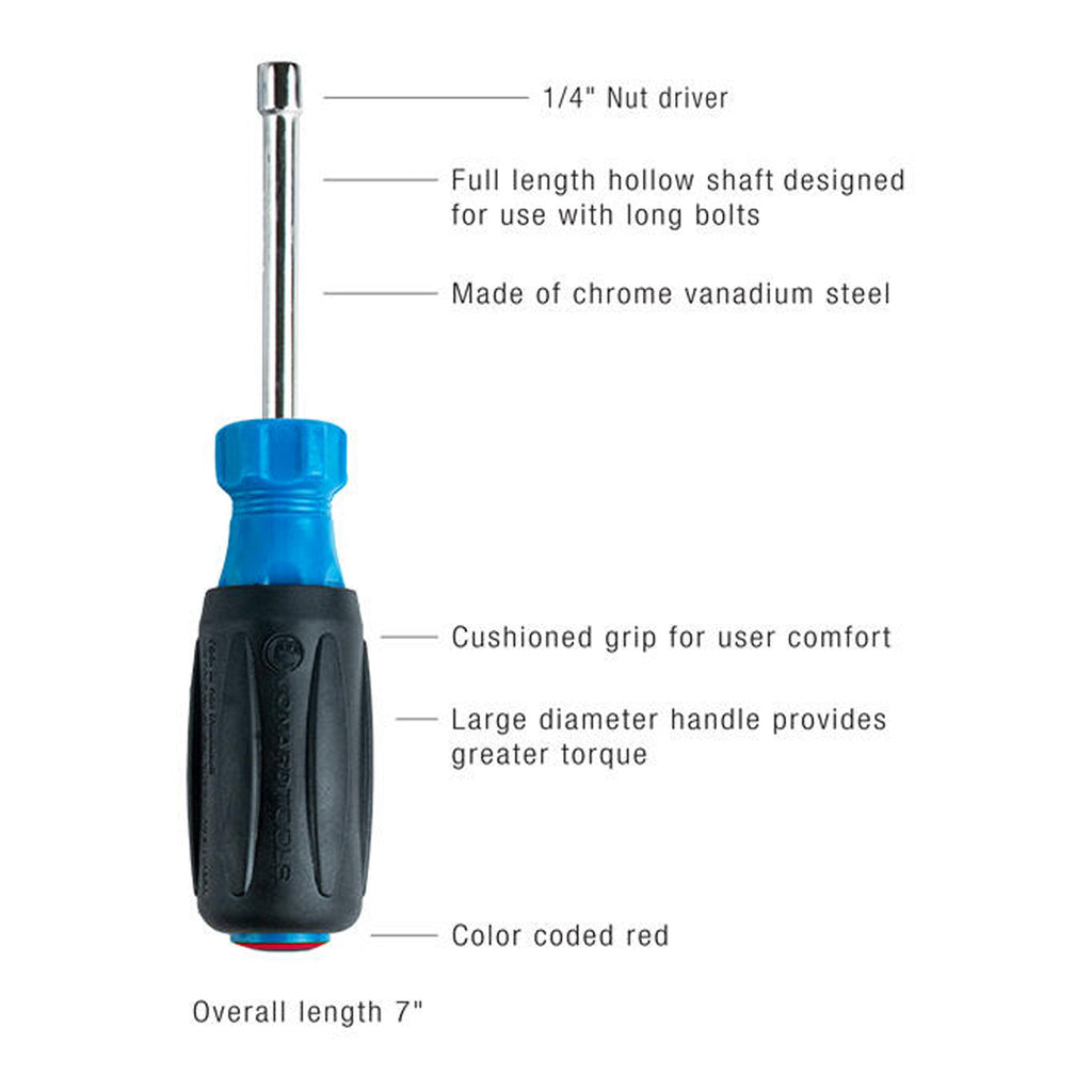 Jonard Tools ND-63014 1/4" Hollow Nut Driver with 3" Shaft