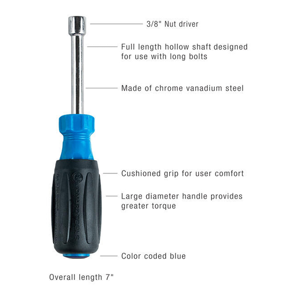 Jonard Tools ND-63038 3/8" Hollow Nut Driver with 3" Shaft