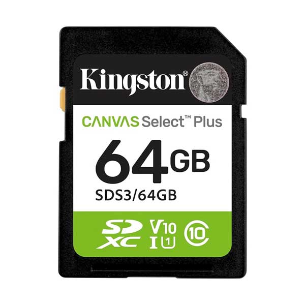 Kingston 64GB Canvas Select Plus SD Memory Card - Class 10, UHS-I, U1, V10 (SDS3/64GB)