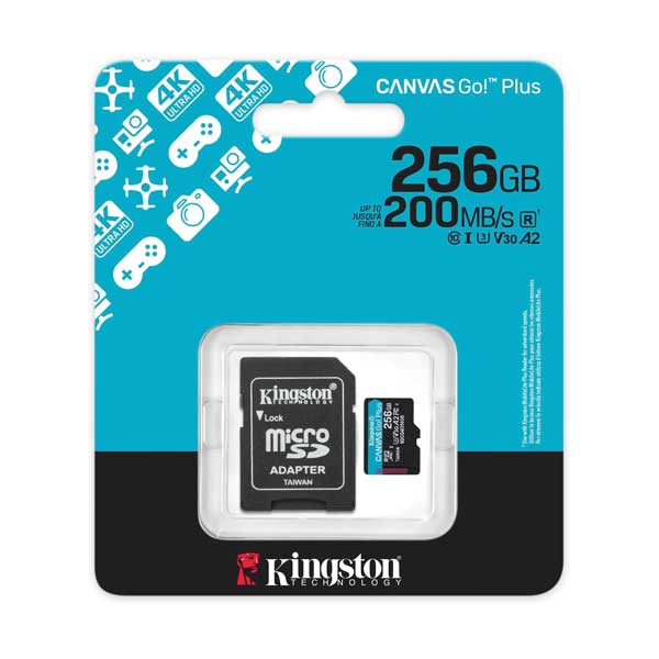 Kingston Canvas Go! Plus 256GB Class 10/UHS-I (U3) V30 microSDXC (SDCG4/256GB)