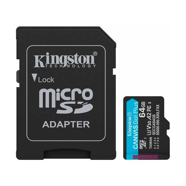 Kingston Canvas Go! Plus 64 GB Class 10/UHS-I (U3) V30 microSDXC Memory Card (SDCG4/64GB)