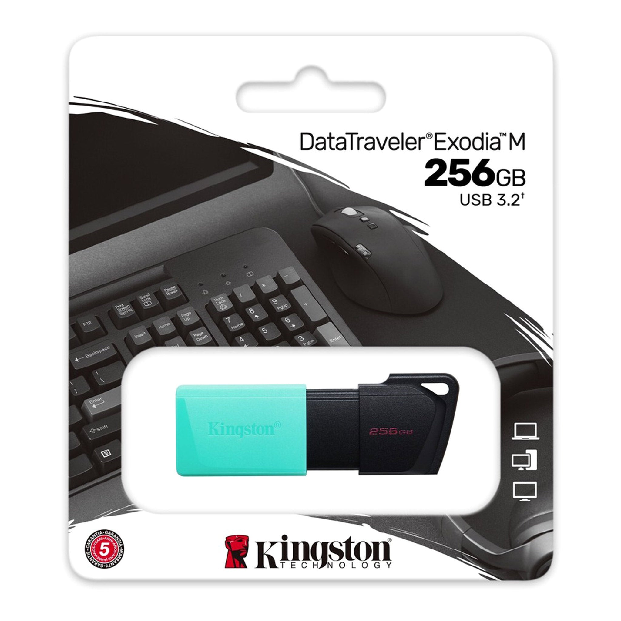 Kingston DTXM/256GB USB 3.2 DataTraveler Exodia M Flash Drive - 256GB - Teal/Black