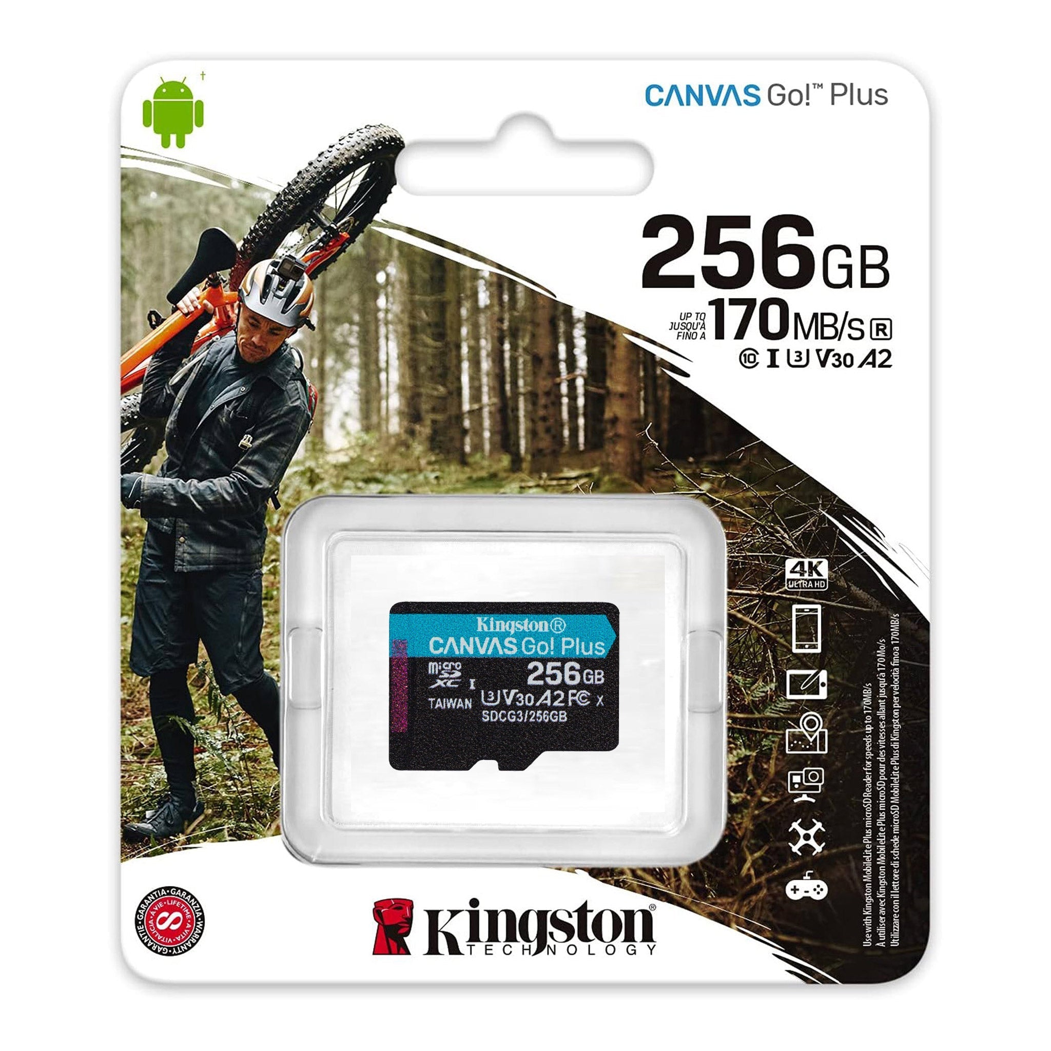 Kingston SDCG3/256GB 256GB Class 10/UHS-I (U3) Canvas Go Plus microSDXC Card with Adapter