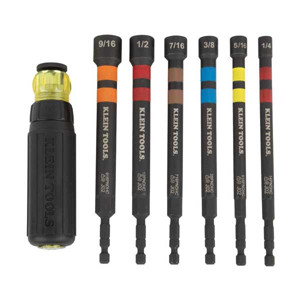 Klein Tools 6-Piece Hollow Magnetic Color-Coded Ratcheting Power Nut Drivers (32950)