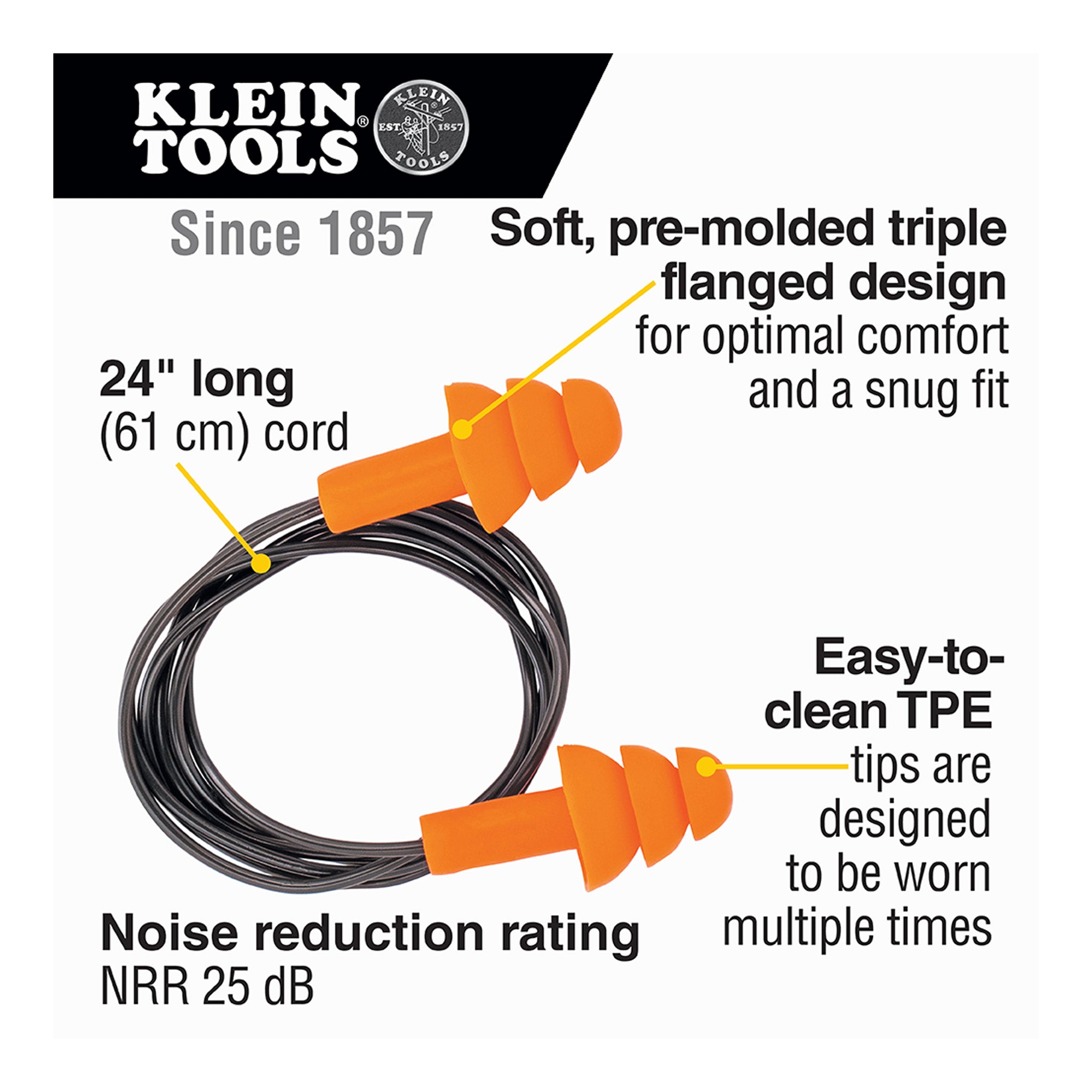 Klein Tools 605036 6-Pair Corded Earplugs