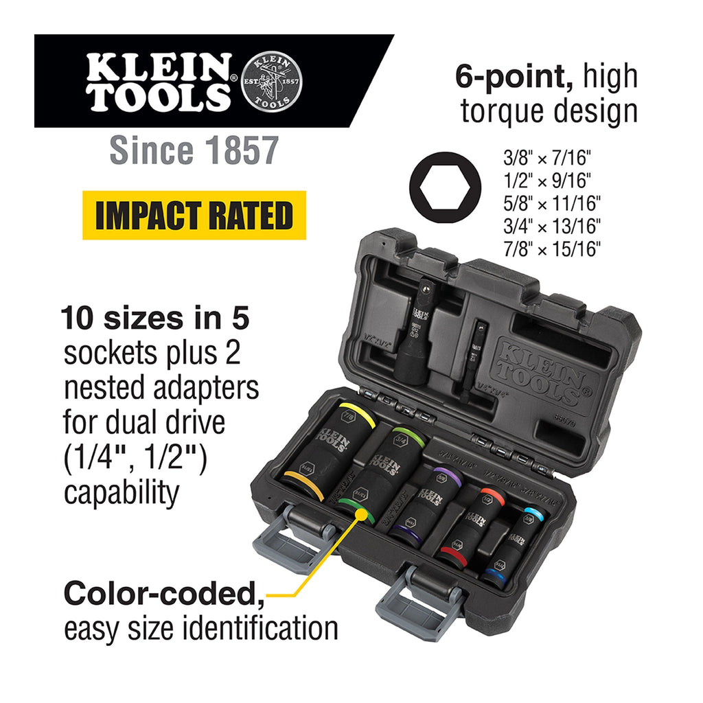 Klein Tools 66070 7-Piece Flip Impact Socket Set