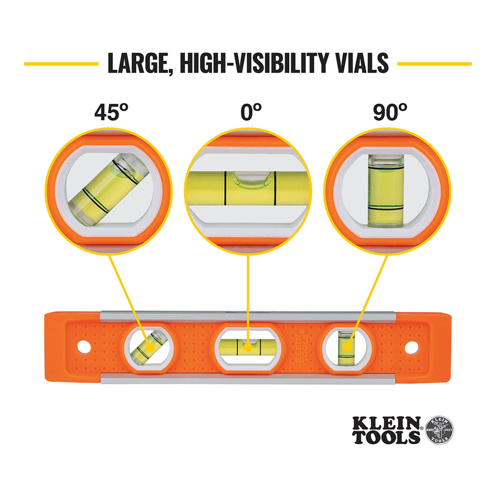 Klein Tools 935 9-Inch 3 Vial Torpedo Level