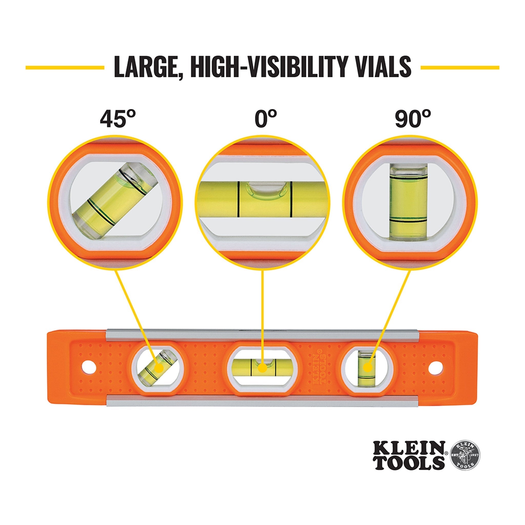 Klein Tools 935 9-Inch 3 Vial Torpedo Level